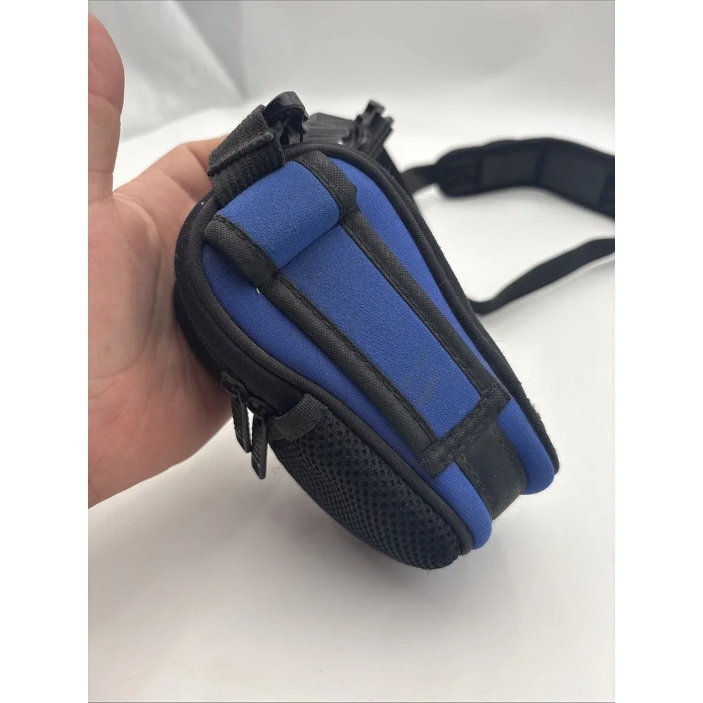 Sony Cyber-Shot Camera Case Pouch Blue Black Soft Padded Bag with Strap